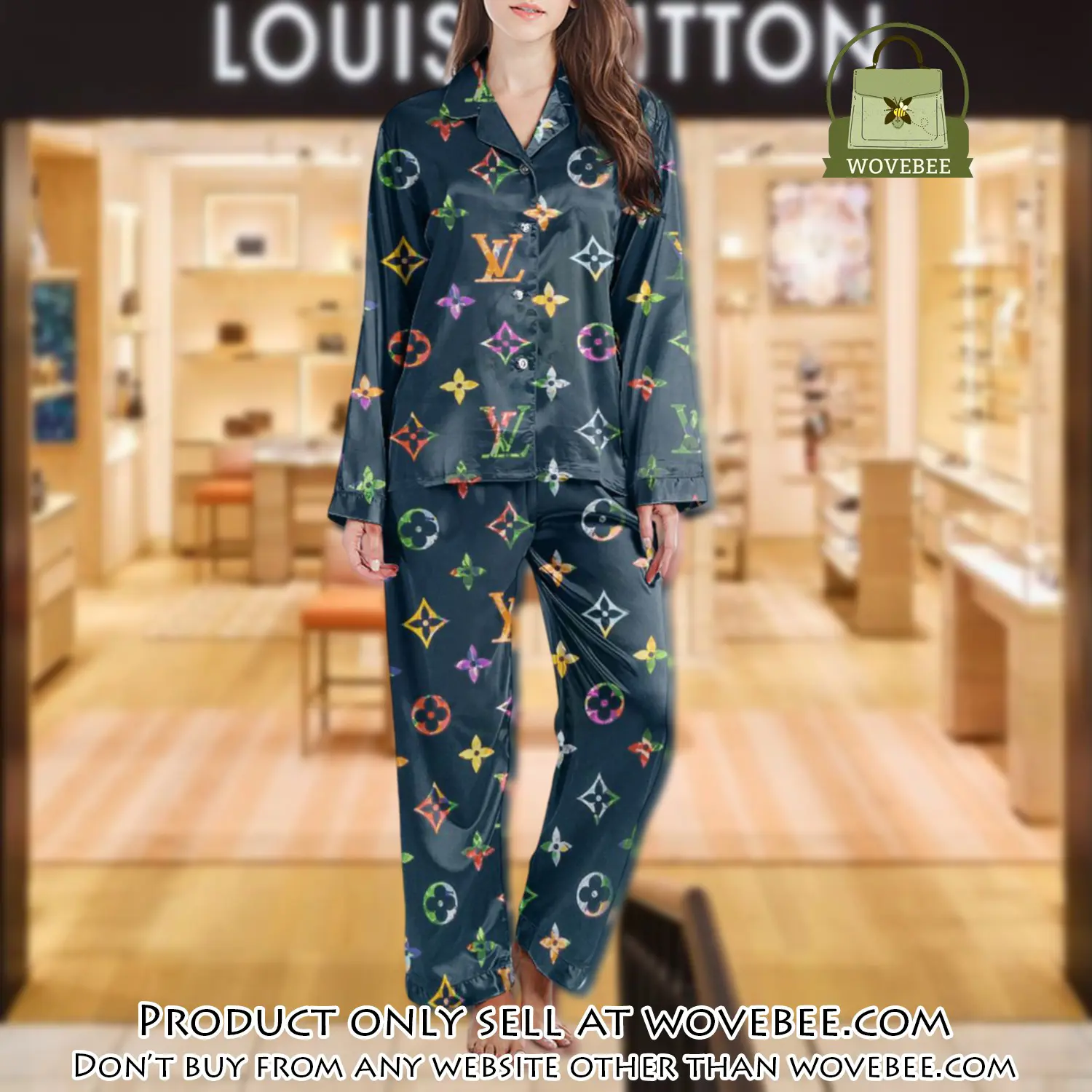 Lv monogram long satin pajama set pjs1012 wvb1353995